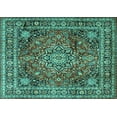 thumbnail image 1 of Ahgly Company Machine Washable Indoor Rectangle Medallion Turquoise Blue Traditional Area Rugs, 2' x 3', 1 of 4