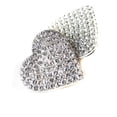thumbnail image 2 of Heart Earrings Clip-on Earrings Rhinestone Paved Earrings 1 inch Silver Tone Not Pierced, 2 of 3