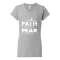 thumbnail image 2 of Wild Bobby, Faith Over Fear Psalm 118:6 White, Inspirational/Christian, Women Standard V-Neck Tee, Heather Grey, 2XL, 2 of 3