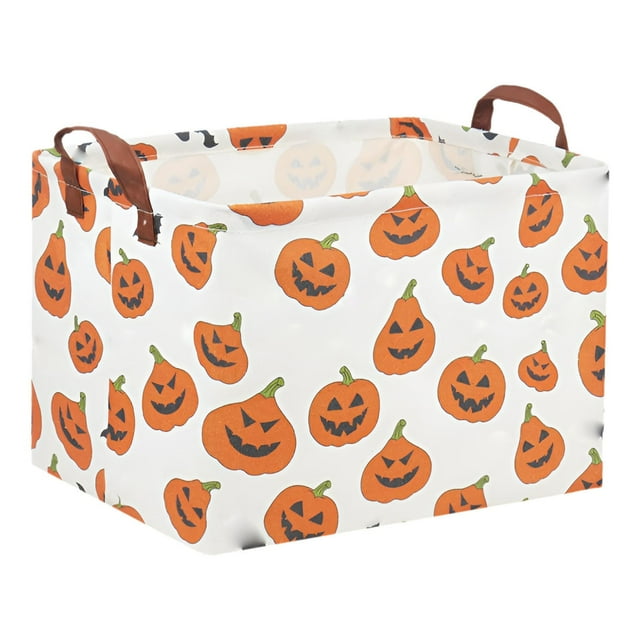 Home Textile Storage, Storage Case - Dienrx Halloween Storage Basket Pumpkin & Pattern Canvas Storage with Handles Rectangle Storage Organizer Cubes for Living Bedroom Home