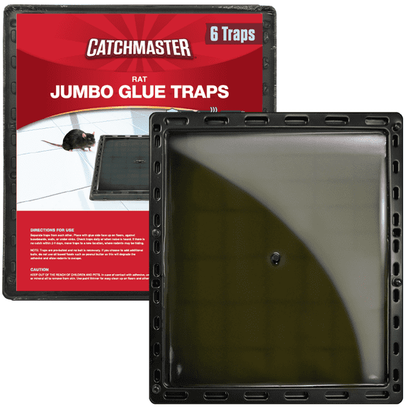 Catchmaster Jumbo Mouse & Rat Traps Indoor 6Pk, Large Glue Traps for Mice & Rodents