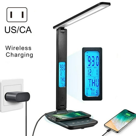 

LED Table Lamp Wireless Charging With Calendar Temperature Alarm Night Light Houdehold NEW