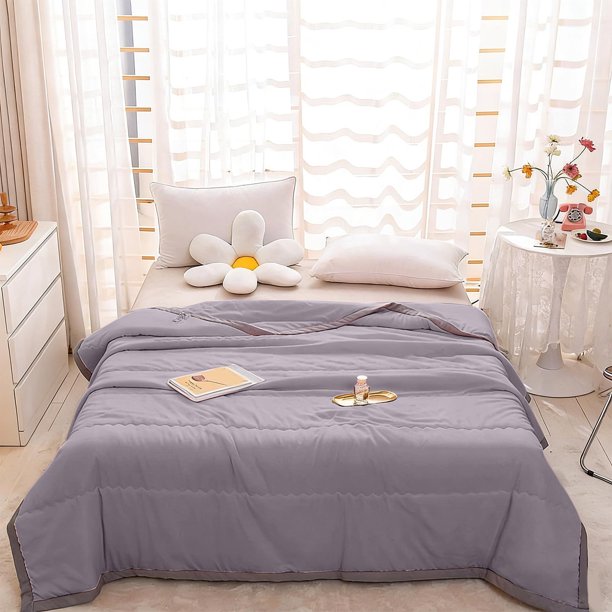 Edredón ligero de algodón lavado para verano – Manta transpirable con aire acondicionado para dormitorios de estudiantes, primavera u otoño – Ropa de cama suave, que no se apelmaza y lavable a máqu