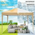 thumbnail image 3 of 10 x 10 FT Outdoor Pop-Up Canopy, Instant Party Tent, Camping Beach Gazebo, 3 Height Adjustable with 8 Stakes, 4 Sandbags, 4 Wind Ropes, Carrying Bag, Khaki, 3 of 8