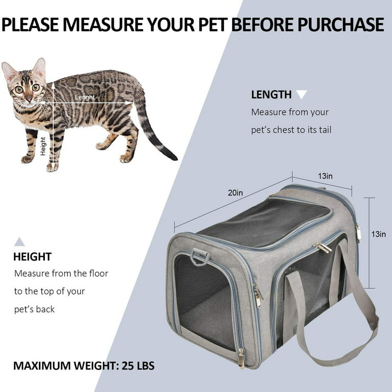 Henkelion Pet Carrier, TSA Airline Approved Small Dog Carrier Soft Sided,  Collapsible Waterproof Travel Puppy Carrier - Grey