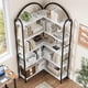 thumbnail image 3 of 68.5 - pulgada 5 - tier industrial l - shaped de esquina estante con arched metal frame - freestanding para exposición rack para sala de estar, dormitorio o oficina en casa, 3 of 6
