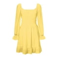thumbnail image 5 of Sundress Women's Long Sleeve Square Neck Frilled Backless Slim Mid Length Chiffon Dress, 5 of 7