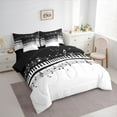 thumbnail image 6 of Manfei White Black Piano Bedding Comforter Set 7pcs, Musical Note Music Queen Bedding Sets, Teens Kids Child Reversible Queen Sheet Sets, Ultra Soft Home Decor, 6 of 7
