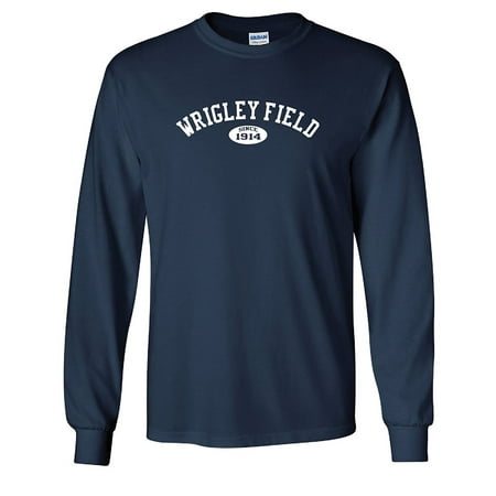 Field Shirt - Wrigley Field Chicago Long Sleeve T-Shirt Navy Heavy Cotton CC1453 Small