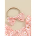 thumbnail image 6 of Yunliwuli Baby Girls Summer Romper Dress Short Sleeve Daisy Print Sweet Romper with Headband, 6 of 10