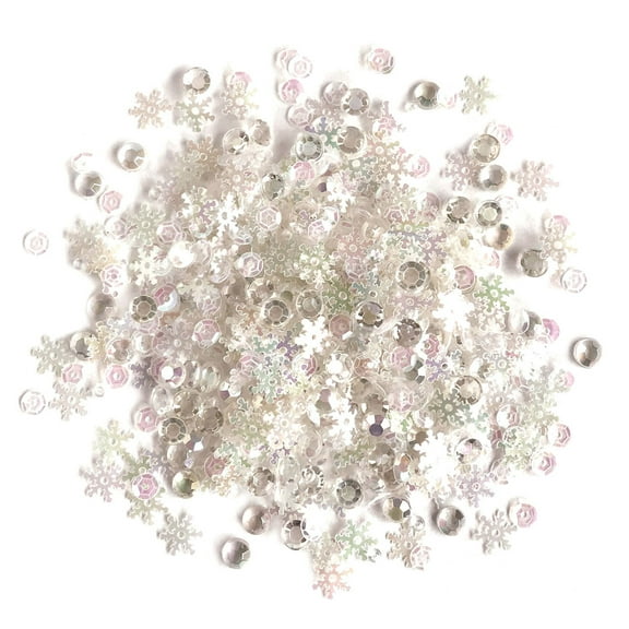 Buttons Galore Embellishments Iridescent Acrylic Gems, Shaped Sequins, Flat Back Pearls Sparkletz for Crafts Sewing Paper Crafts - Fun Flurries - 3 Pack 30 Grams