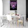 thumbnail image 2 of Mudket Purple Glitter Sequin Leopard Portrait Canvas Wall Art, Luxury Glam Wildlife Trendy Wall Art Print Waterproof Canvas for Living Room Bedroom Home Decor, Framed Ready to Hang - 12"L x 8"W, 2 of 9