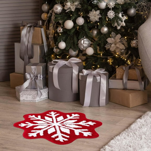 Guanhe Winter Snowfleke Rug, 26.4'' Christmas Decoration Door Mat, Non Slip Washable Welcome Door Mat, Doormats for Indoor Outdoor Entrance Bathroom