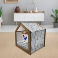 thumbnail image 3 of Eiffel Pet House, Retro Style Abstract Composition with Bicycles and Paris City Landmark, Outdoor & Indoor Portable Dog Kennel with Pillow and Cover, 5 Sizes, Brown Pale Blue, by Ambesonne, 3 of 5