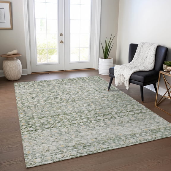 Addison Rugs Chantille Indoor/Outdoor Transitional Stripe Green Machine Washable Rectangle Rug, 10' x 14'