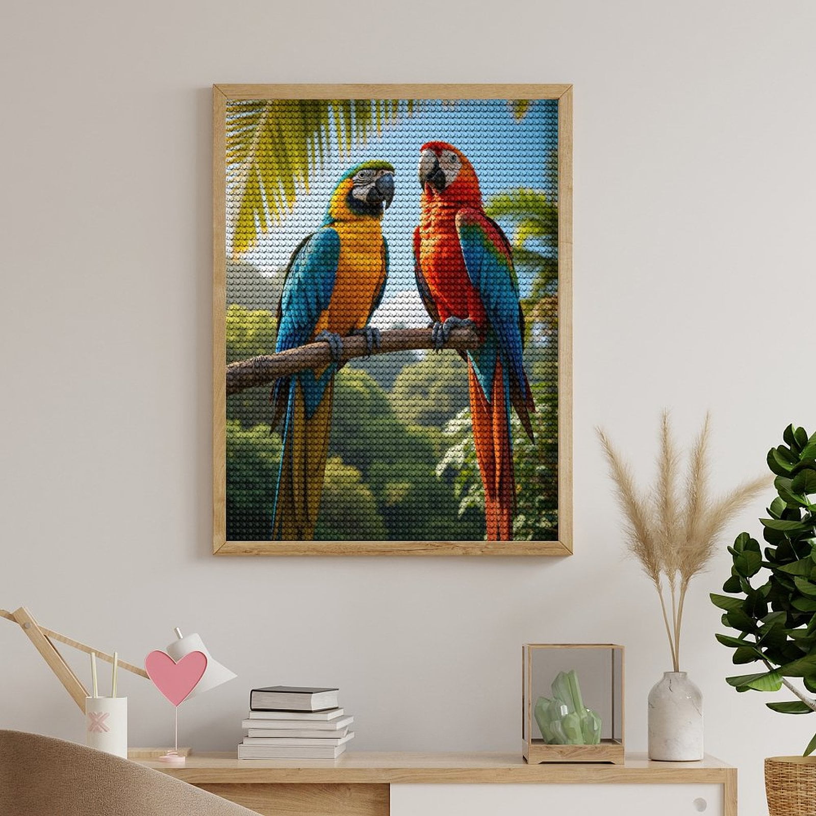 Diamond Art Kits for Adults - Parrots Colorful Tropical Perch Vibrant 5d Diamond Painting for Adults, Diamond Art for Adults Beginners, Frameless Diamond Painting Kits for Adults for Home Wall Decor