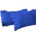 thumbnail image 2 of 2 Piece Vintage Ruffle Pattern Solid Royal Blue Pillow Shams, (Standard 20X26 Pillow Cover), 100% Egyptian Cotton, 800 Thread Count, Standard Size, 2 of 3