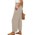 thumbnail image 6 of POROPL Khaki Pants for Women Wide Leg Palazzo Summer Beach High Waisted Flowy Pants with Pockets, 6 of 7