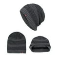 thumbnail image 3 of WREESH Men's Round Top Beanie Knitted Horizontal Stripe Acrylic Yarn Toe Cap for Men Gray, 3 of 6