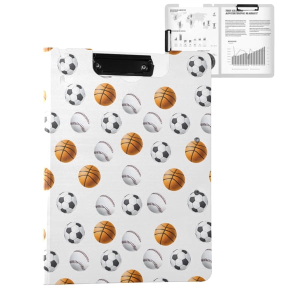 ALAZA Basketball Football Baseball A4 Foldable Clipboard 360 Degree Folder Binder
