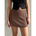 thumbnail image 2 of Michellecmm Women's Fashion Mini Skirts Solid Color Elastic Waist Skirts Spring Summer Casual Side Slit Short Pencil Skirts, 2 of 5