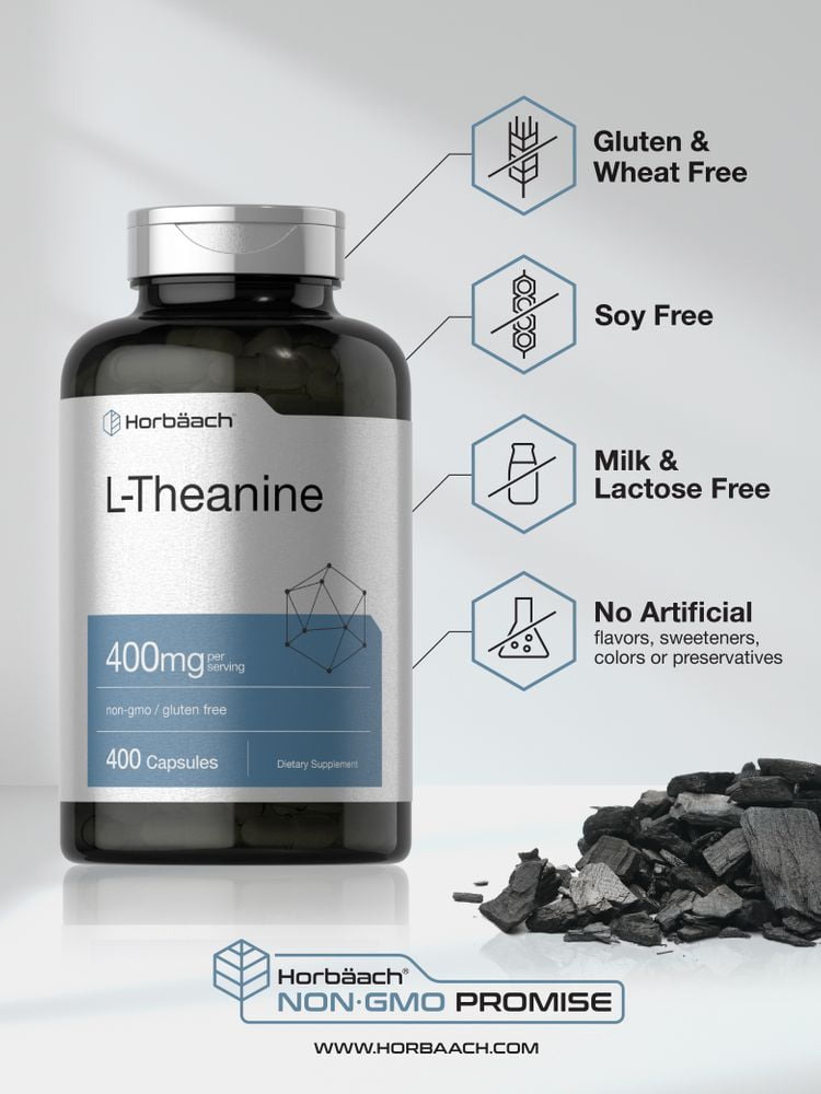L Theanine 400mg | 400 Capsules | Max Size | by Horbaach