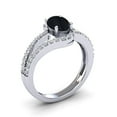 thumbnail image 2 of SuperJeweler 1.40 Carat Oval Shape Black Onyx and Fancy Diamond Ring In Sterling Silver For Women, 2 of 6
