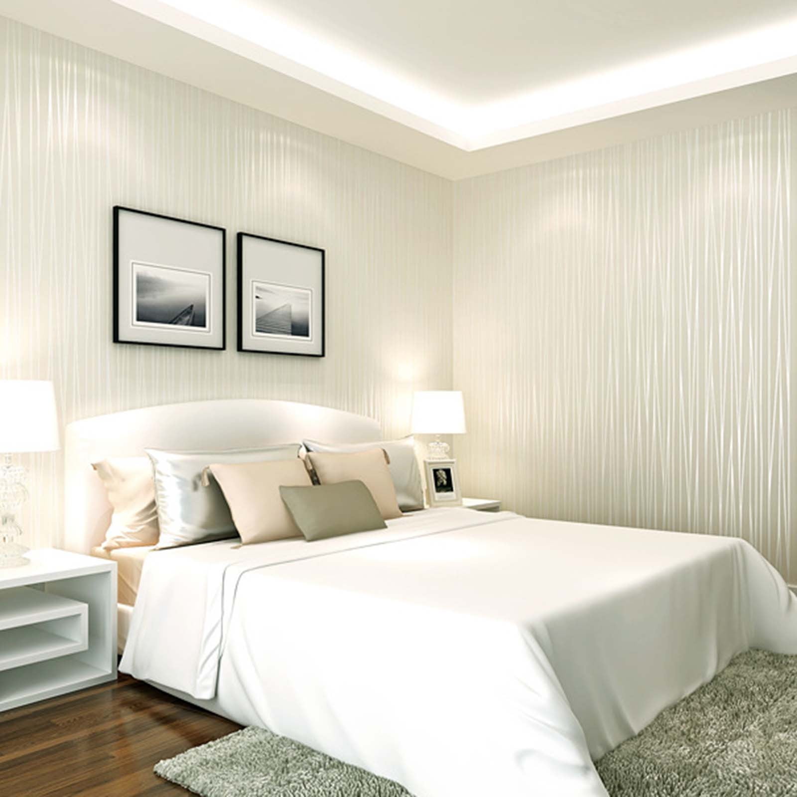 Bdday 53x1000cm Modern Non-Woven Wallpaper Roll Glitter Stripe Textured Flocking Striped Wallcoverings for Bedroom Living Room