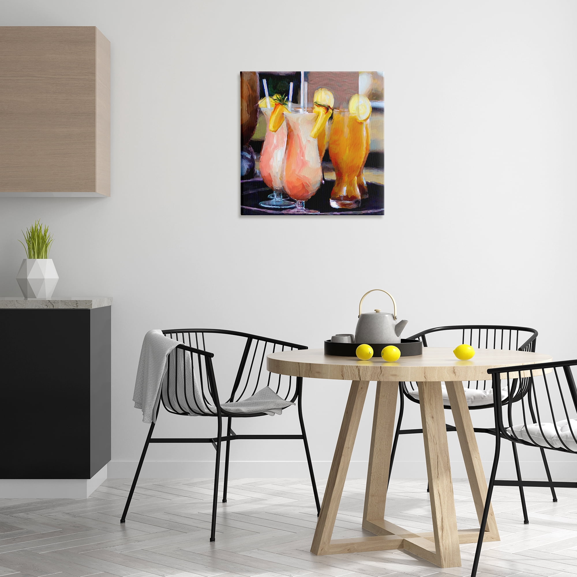 Stupell Industries Tropical Cocktails on Tray Food & Beverage Painting Wrapped Canvas Art Print Wall Art, 24 x 24
