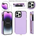 thumbnail image 2 of Wallet Case for Apple iPhone 13 Pro, with Crossbody Shoulder Strap & Hand Wrist Cards Holder Zipper Pocket Stand Feature Full Protective Shockpoof Phone Case for iPhone 13 Pro, Lightpurple, 2 of 7