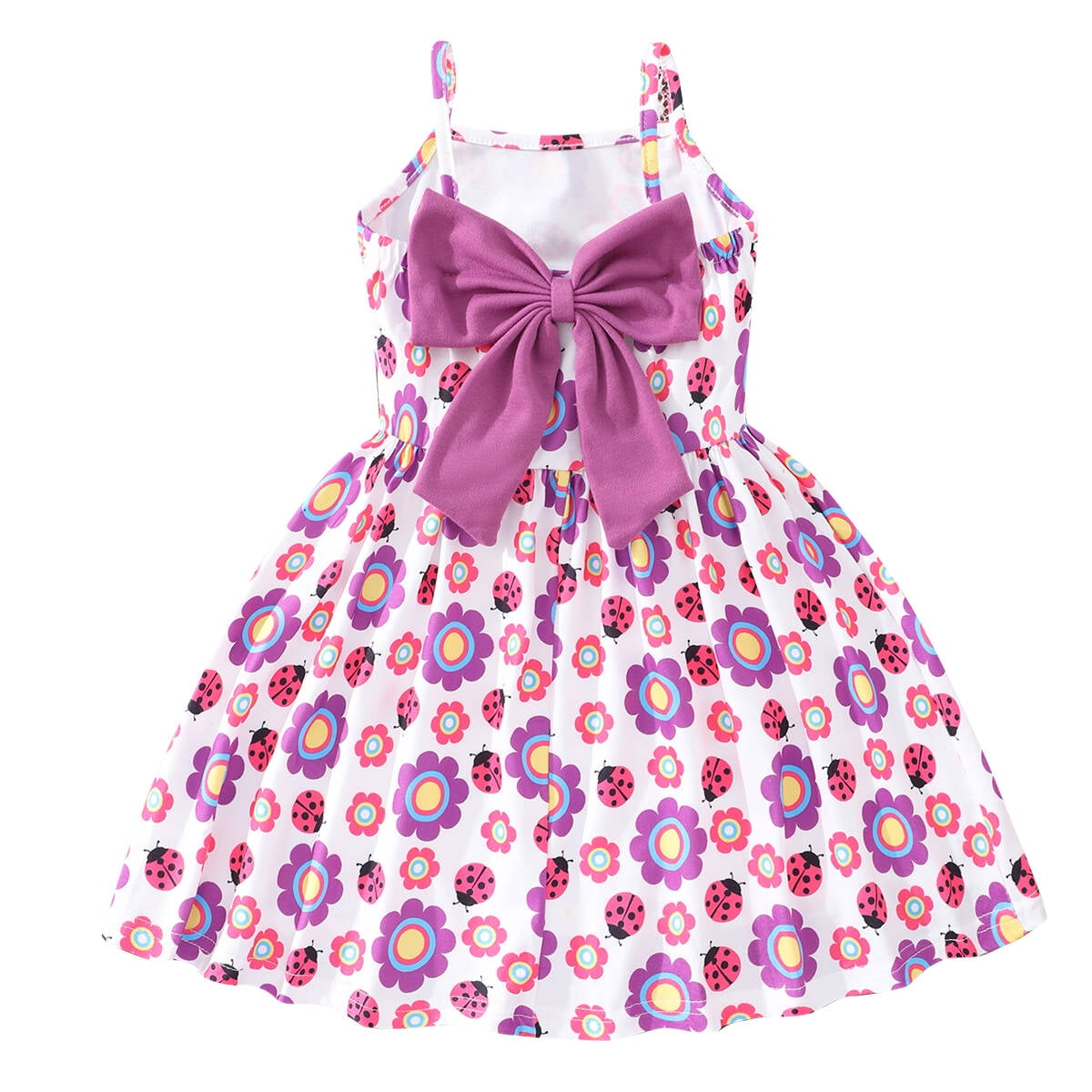 Toddler Girls Ladybird Sundress Casual Floral Summer Bowknot Dress