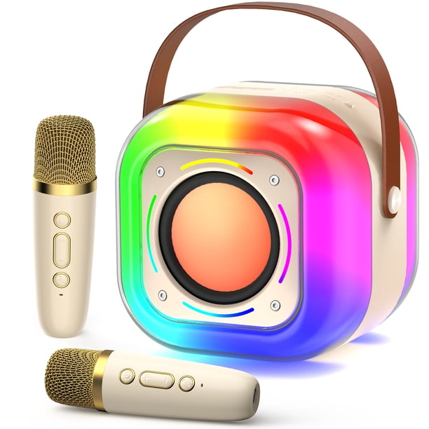 JYX Karaoke Máquina Altavoz de Karaoke Portátil Bluetooth con Luces DJ y 2 Micrófonos Inalámbricos para Fiestas Al Aire Libre/en Casa, D37-T
