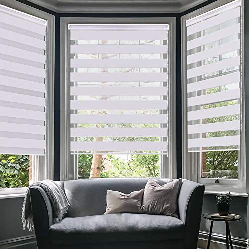 29.5 W x 90 H White SEEYE Zebra Blinds for Windows French Door Blinds Roller Dual Shades Light Control Window Treatments Horizontal Day and Night Sheer