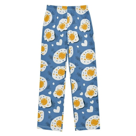 FORMRS Kids Pajama Pants with Pockets Size 13-14Y Boys Lounge Sleep Bottoms Cute Fried Eggs