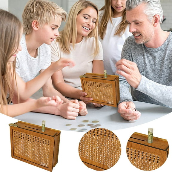 Cash Vault Wooden Savings Box,10000 Savings Challenge Box, Cash Saver Money Box,Wooden Cash Savings Box With Money Target And Numbers,Home Counter Wooden Piggys Bank Wooden Crafts Decorative