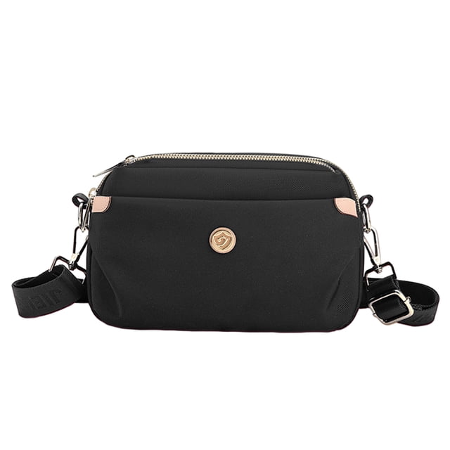 Bolso de hombro compuesto Nylon duradero con cremallera Mujer Lady Party (Negro)