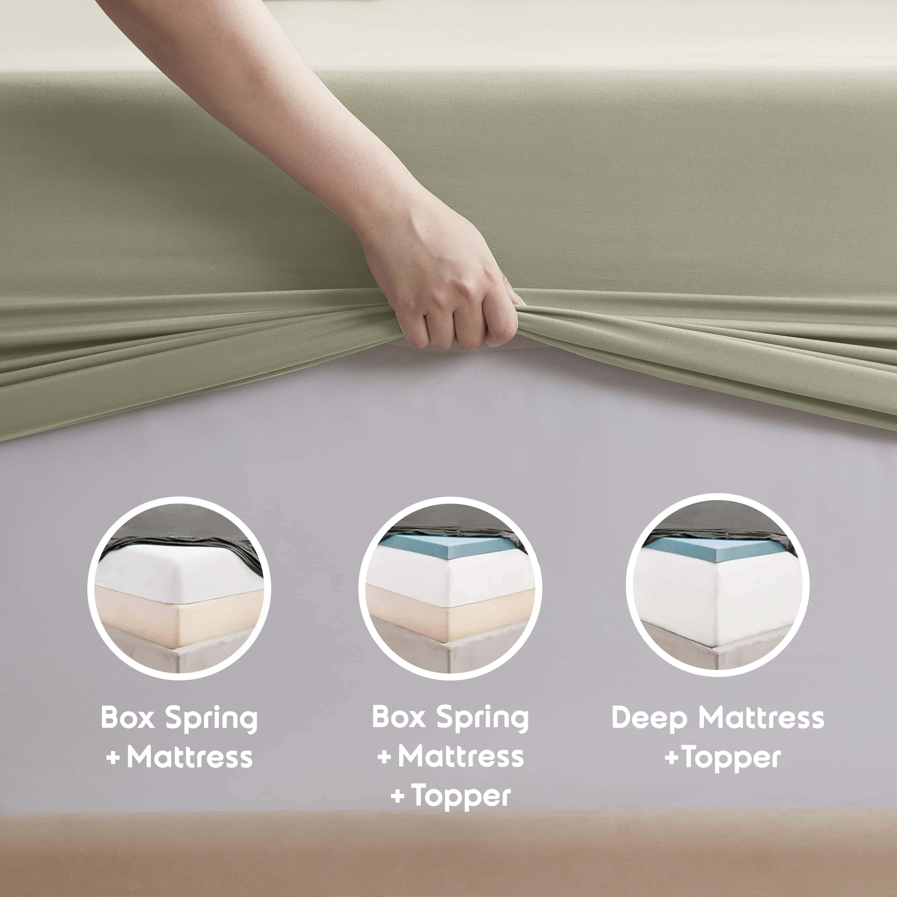LammaLoe Extra Deep Pocket California King Sheets set, Fits 18"-24" Mattress, 6 Piece Soft Microfiber Bed Sheet Sets, Light Sage Green