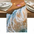 thumbnail image 2 of Summer Beach Table Runner, Ocean Waves Conch Starfish Shell Coastal Cotton Linen Kitchen Table Decoration Washable Dining Tabletop Runners for Home Party Decor 13x72 Inches, 2 of 9