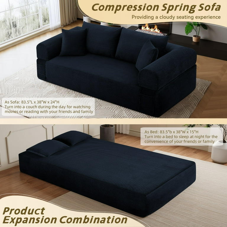 Convertible Folding Sofa Bed, Queen Sleeper Sofa with Pillow