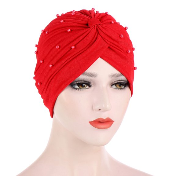 BEFOKA Headscarves for Women Pre Tied Solid Sliper On Caps Headwears Turban Headwrap Knot Pleated Chemo Headwears for Women