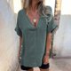 thumbnail image 1 of Ropa de mujer,Camiseta de lino de manga corta con cuello en V para mujer, mezcla de poliéster, cárdigan informal con capucha para invierno, sopatenor, 1 of 8