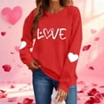 thumbnail image 2 of FAWUUDO Womens Casual Heart Graphics Shirt Long Sleeve Pullover Loose Crewneck Cute Love Printed Sweatshirt Tops Red S, 2 of 9