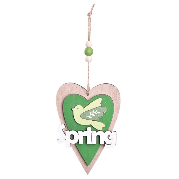B Colgante de madera de Pascua para el hogar, colgante con letras de primavera, corazón cuadrado en forma de casa para decoración de puerta delantera de fiesta en casa