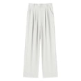 thumbnail image 5 of Pantalones anchos de color liso para mujer - Pantalones de traje de cintura alta con cintura elástica - Mezcla de poliéster y spandex, dos bolsillos, ideales para la oficina y para looks informales, 5 of 5