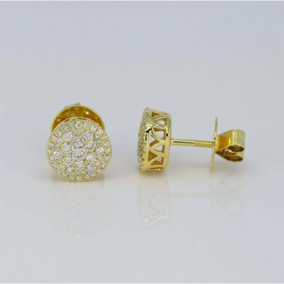 Men's Women's 2Ct Round Cut Lab Created Diamond Unique Cluster Stud Earrings 14K Yellow Gold Plated