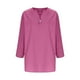 thumbnail image 5 of mfyjkho Tops Para Mujer, Blusa De Moda Para Mujer, Color Liso, De Imitación De Lino Y Lino, Con Mangas 3/4, Dobladillo Dividido, Cuello En V Y Botones Tops De Tallas Grandes Xxxxxl, 5 of 7