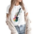 thumbnail image 4 of NAMTYQX Womens Blouses Muster Short Sleeve Print Breathable Relaxed Fit Plus Size Basic Stretchy Crewneck Womens T Shirts Cyan Size 4XL, 4 of 5
