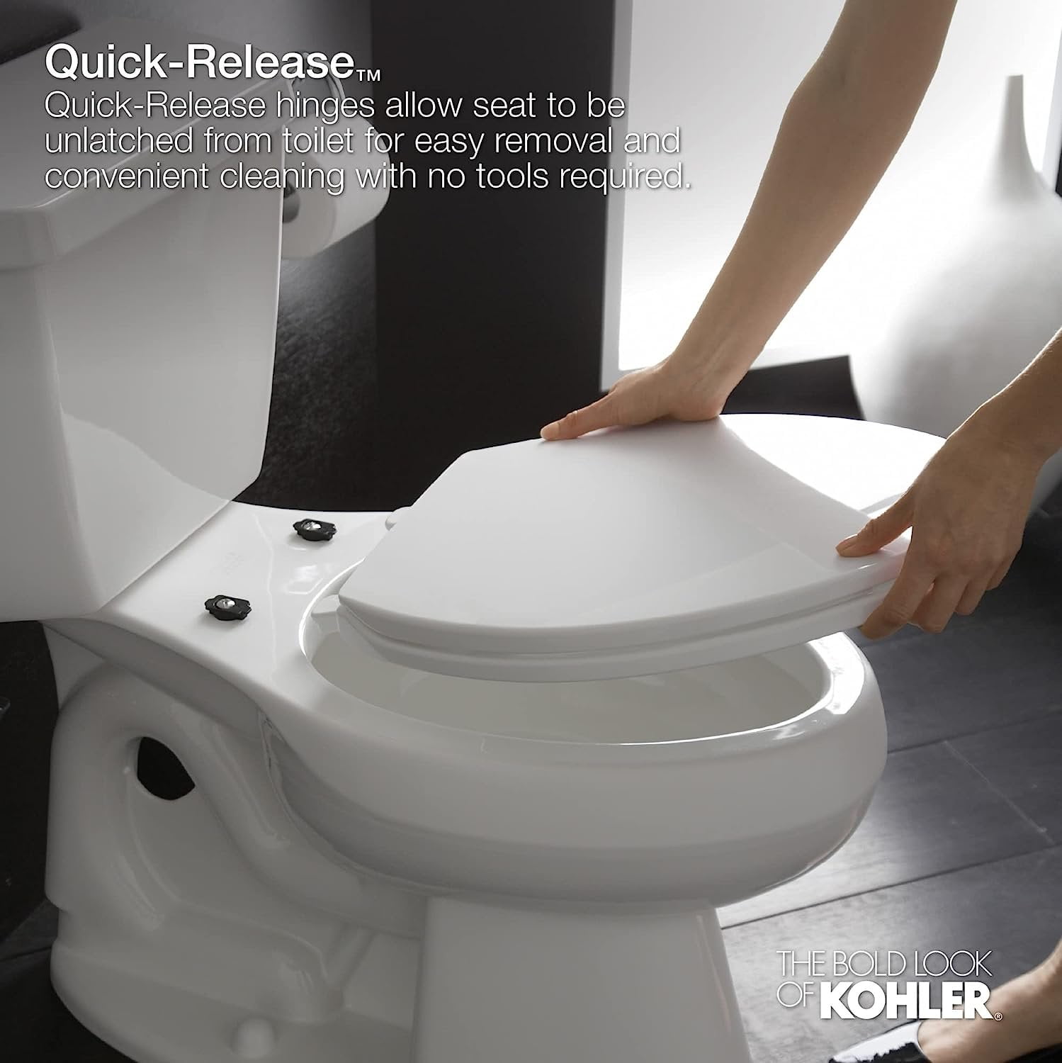 Kohler Cachet Quiet-Close Toilet Seat - Grip-Tight Bumpers - Round, Biscuit