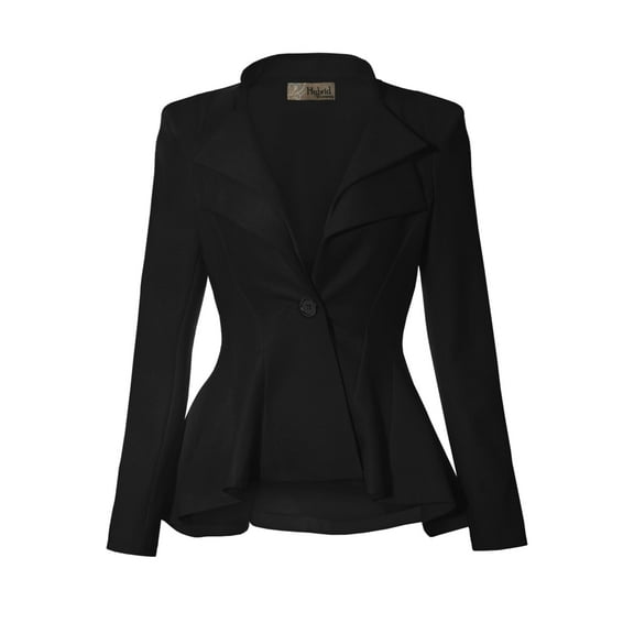 Hybrid & Company Women's Casual Dressy Notched Lapel Blazer, Black 1X