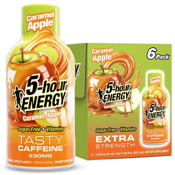 5-hour ENERGY CARAMEL Apple Flavor, 6 Pack, 1.93 Fl Oz Energy Shot, Extra Strength
